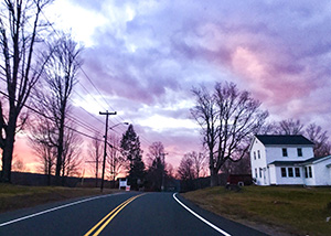 Cotton-candy-colored sky on Route 57 in Granville, Massachusetts